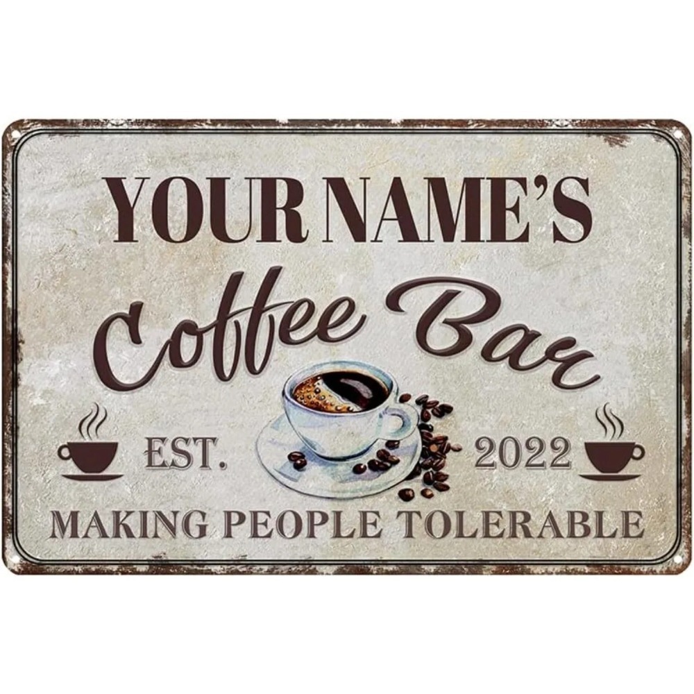 Home Bar Signs - Letrero Metálico Retro Personalizado para Cafetería,