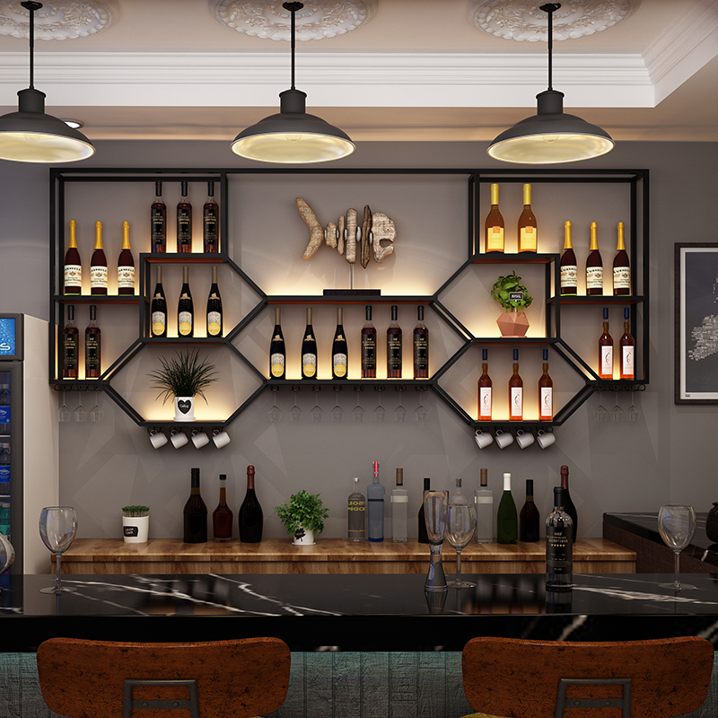 Home Bar Shelf - Estantes de Metal, gabinete de vino,