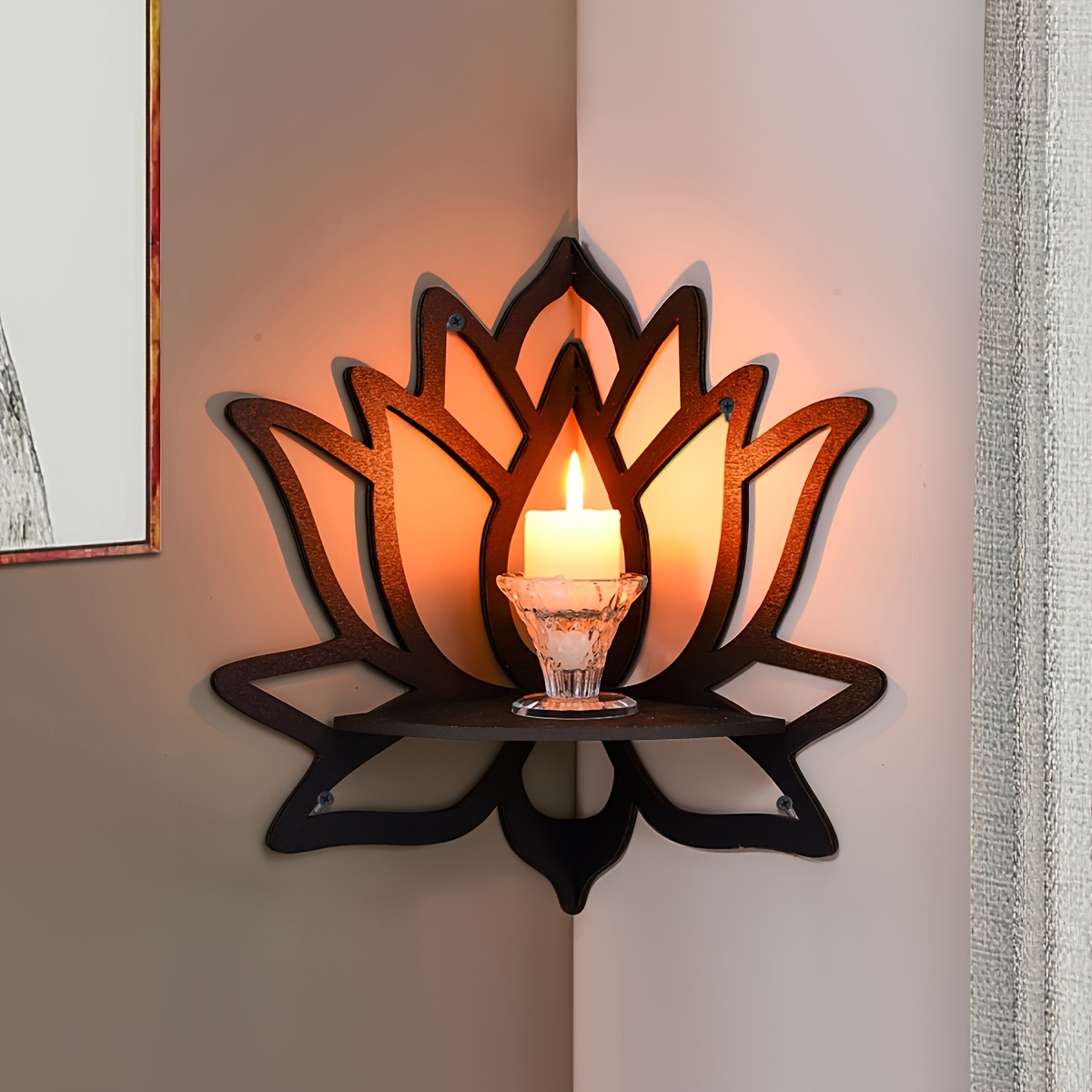 Home Bar Shelf - Estante Flotante de Esquina Lotus, Estante